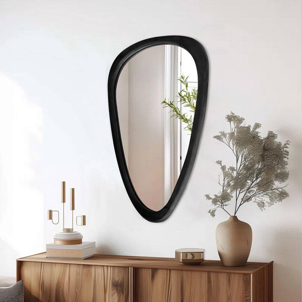 Sxiawe 20 in. W x 30 in. H Medium Irregular Black Natural Wood