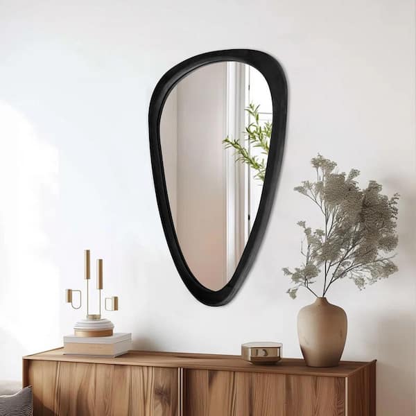Sxiawe 20 in. W x 30 in. H Medium Irregular Black Natural Wood