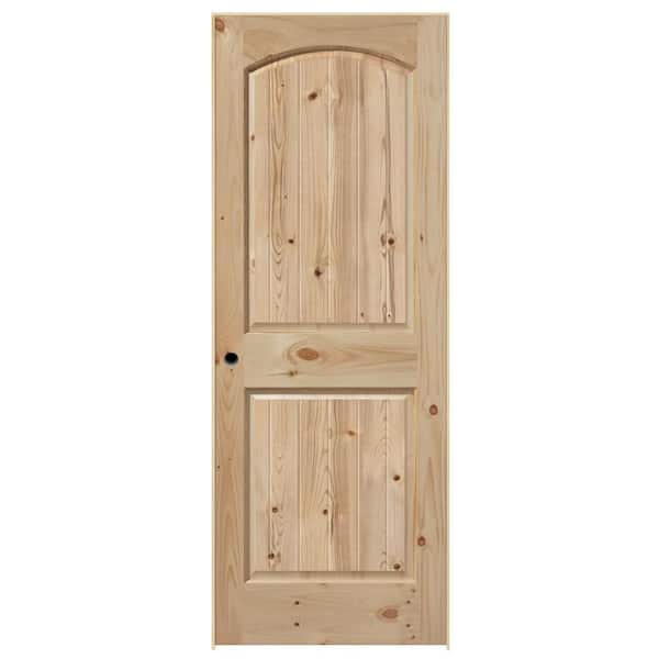 Masonite 24 in. x 80 in. 2 Panel Left-Handed Unfinished Wood Solid Core Single Prehung Interior Door 4-9/16 in. Flat Jamb