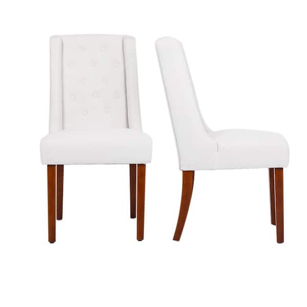 Unbranded White Parsons Tufted Dining Chair(Set of 2)