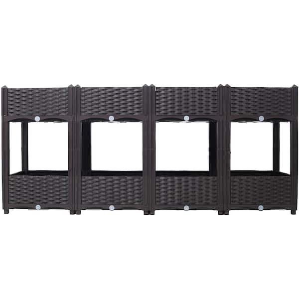 63"x 15.7" x 27.7" Planter Raised Beds - Elevated Planter Garden Box with Drainage Plug Garden Beds,Brown, Plastic