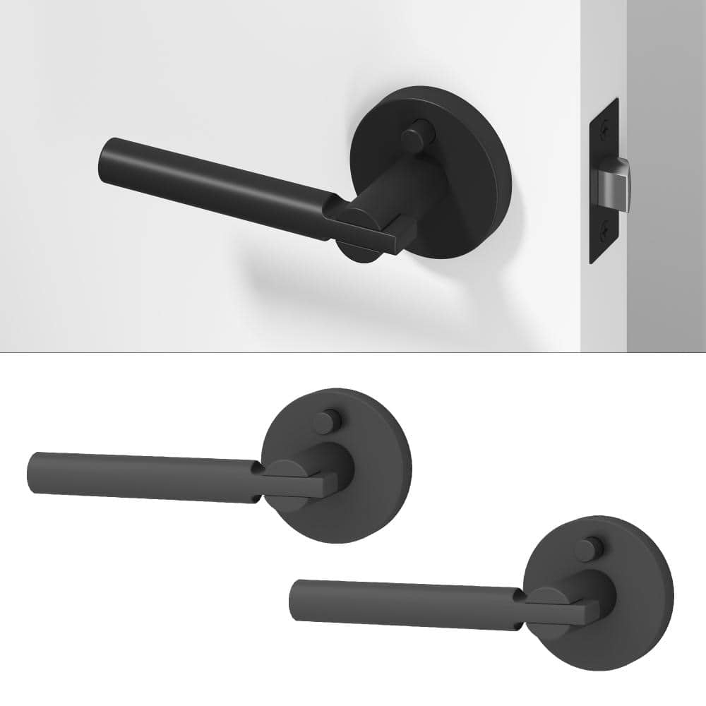 Terra Metal Matte Black Privacy Bed/Bath Round Door Handle with Push Button and Round Rosette 2-Pack price history on PriceWatchPro
