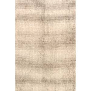 Arvin Olano Melrose Checked Wool Cream Doormat 3 ft. x 5 ft. Indoor/Outdoor Patio Rug