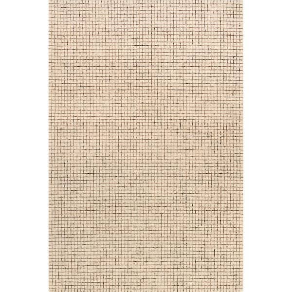 RUGS USA Melrose Checked Wool Cream 6 ft. x 9 ft. Indoor