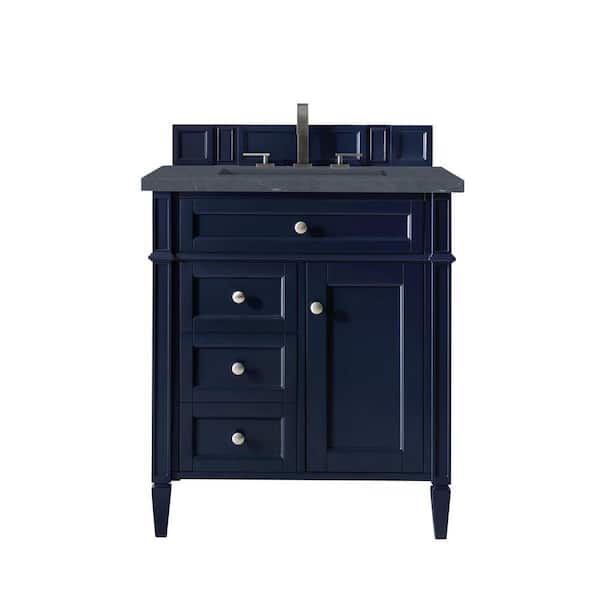 James Martin Vanities Brittany 30 in. W x 23.5 in.D x 34 in. H Single Bath Vanity in Victory Blue with Quartz Top in Charcoal Soapstone