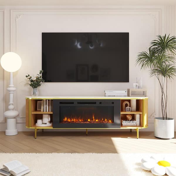 Sizzim 70 in. Freestanding Electric Fireplace TV Stand with Infra