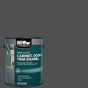 1 gal. #PPU26-01 Satin Black Semi-Gloss Enamel Interior/Exterior Cabinet, Door & Trim Paint