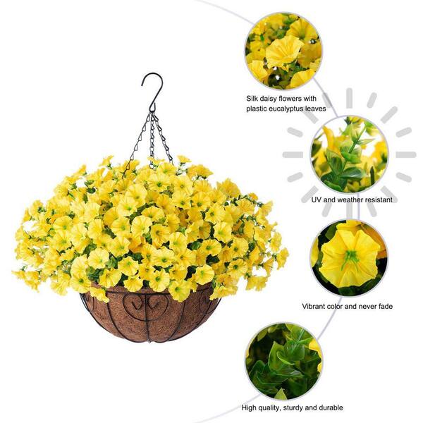 20.5 in. Yellow Outdoor Artificial Flower UV Resistant Hanging