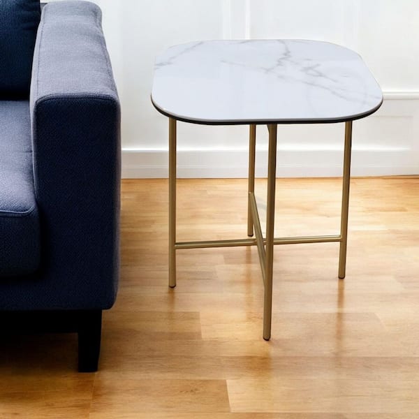 20 in. White Square Concrete End Table