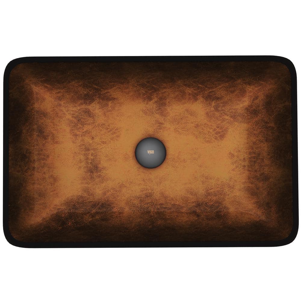 Russet Amber Tempered Glass Rectangular Vessel Sink 22.5"