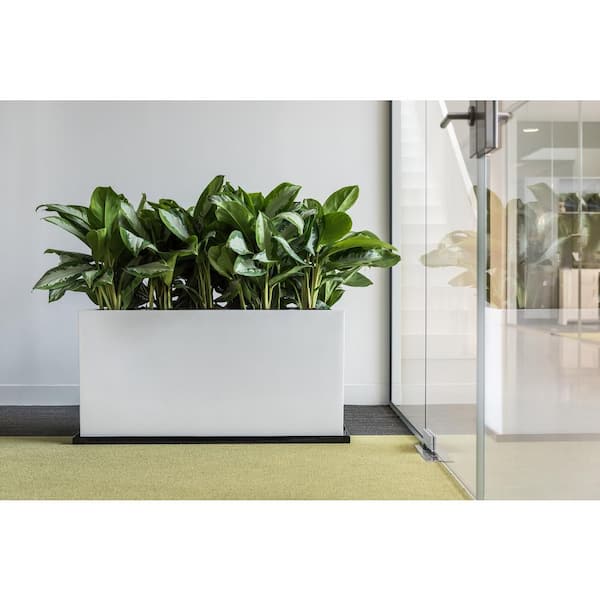 Jort Medium 20 in. Tall Mat White Fiberstone Indoor Outdoor Modern Rectangular Planter