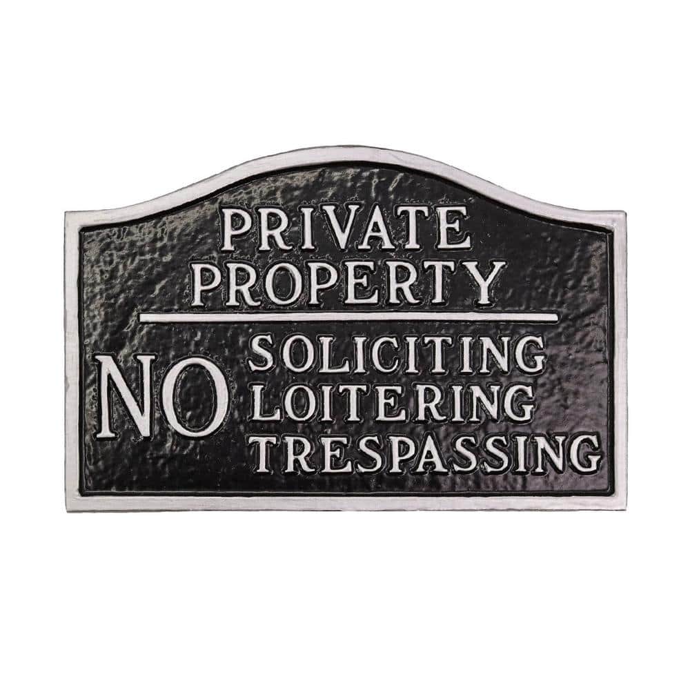 Private Property, No Soliciting, No Loitering Standard Statement Plaque - Black/Silver price history on PriceWatchPro