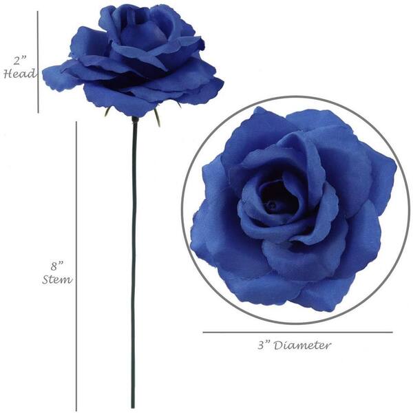 Larksilk 8 in. Artificial Royal Blue Silk Rose Flower Picks (50 Pack), Floral Home by Artificial Flowers