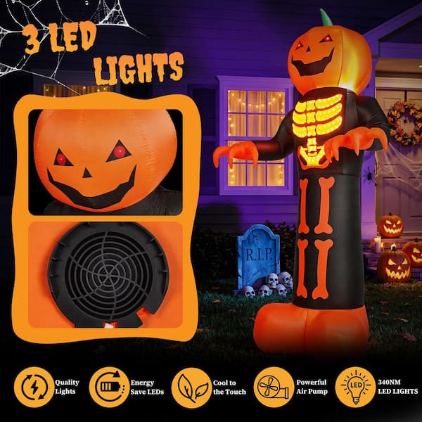 Karl home 12 ft. Inflatable Pumpkin Skeleton Reaper Halloween