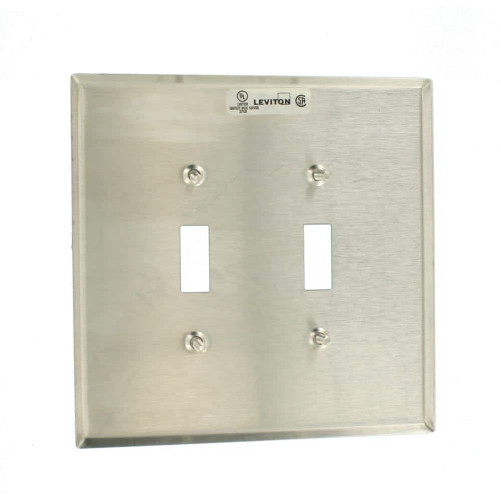 Oversized Stainless Steel 2-Gang 2-Toggle Wall Plate