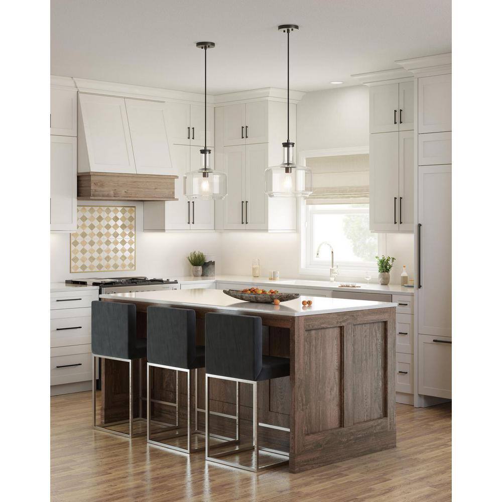 Latrobe Matte Black 14" Drum Pendant with Clear Glass Shade