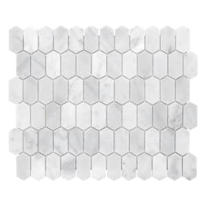 Long Hexagon White Carrara 12 in. x 10 in. Picket Marble Mosaic Floor and Wall Tile (10 Tiles, 8.4 sq. ft.)