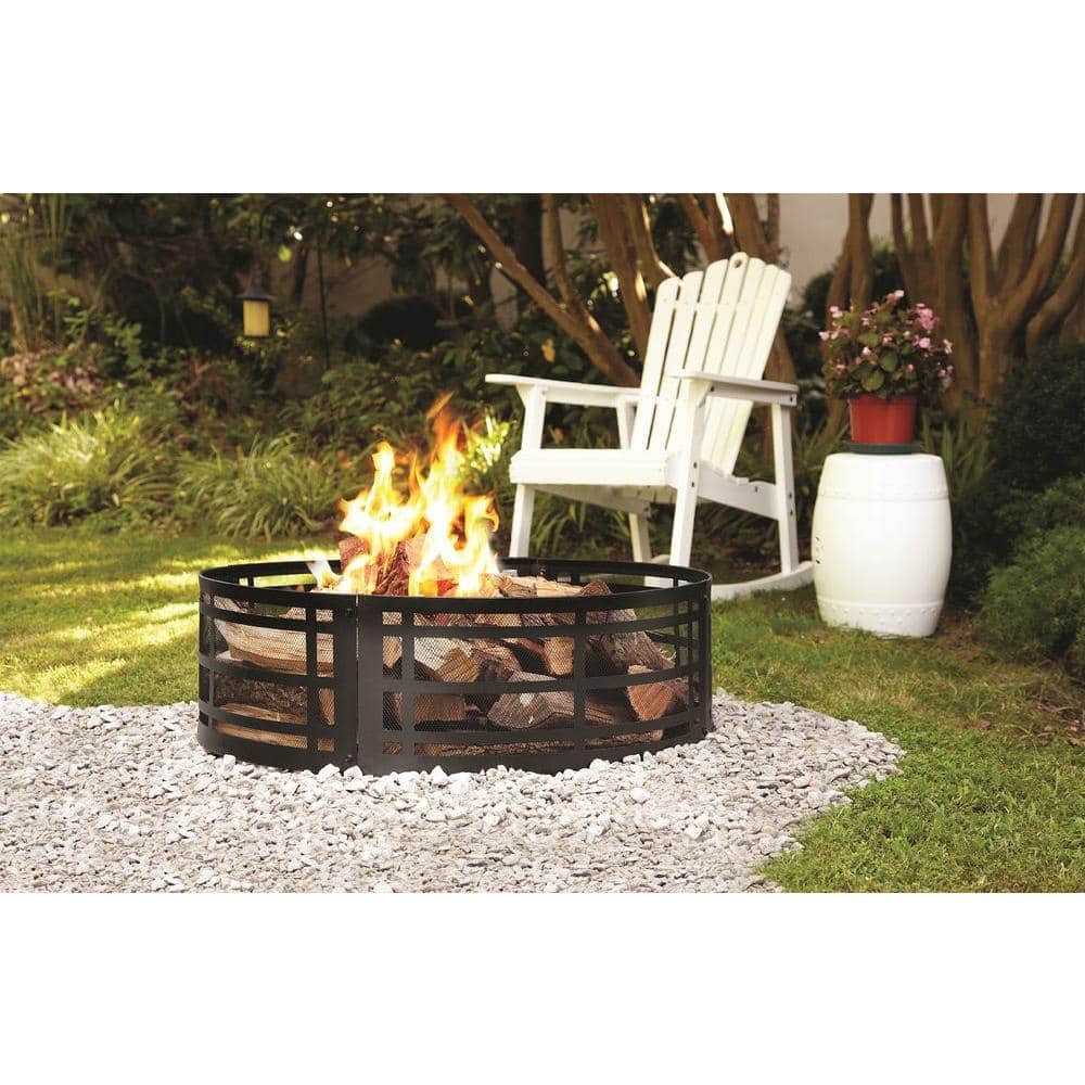 48" Galvanized Steel Fire Ring Portable Outdoor Camping Backyard Log Fireplace 