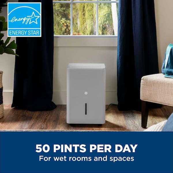 50-Pints for Wet Rooms Up To 4500 sq. ft. Residential Dehumidifier with Bucket in Gray Wi-Fi, ENERGY STAR
