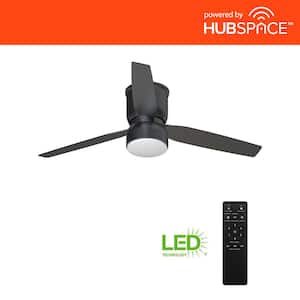 Ossa 52 in. Integrated LED Indoor Matte Black Smart Ceiling Fan with Remote Control and CCT Powered by Hubspace