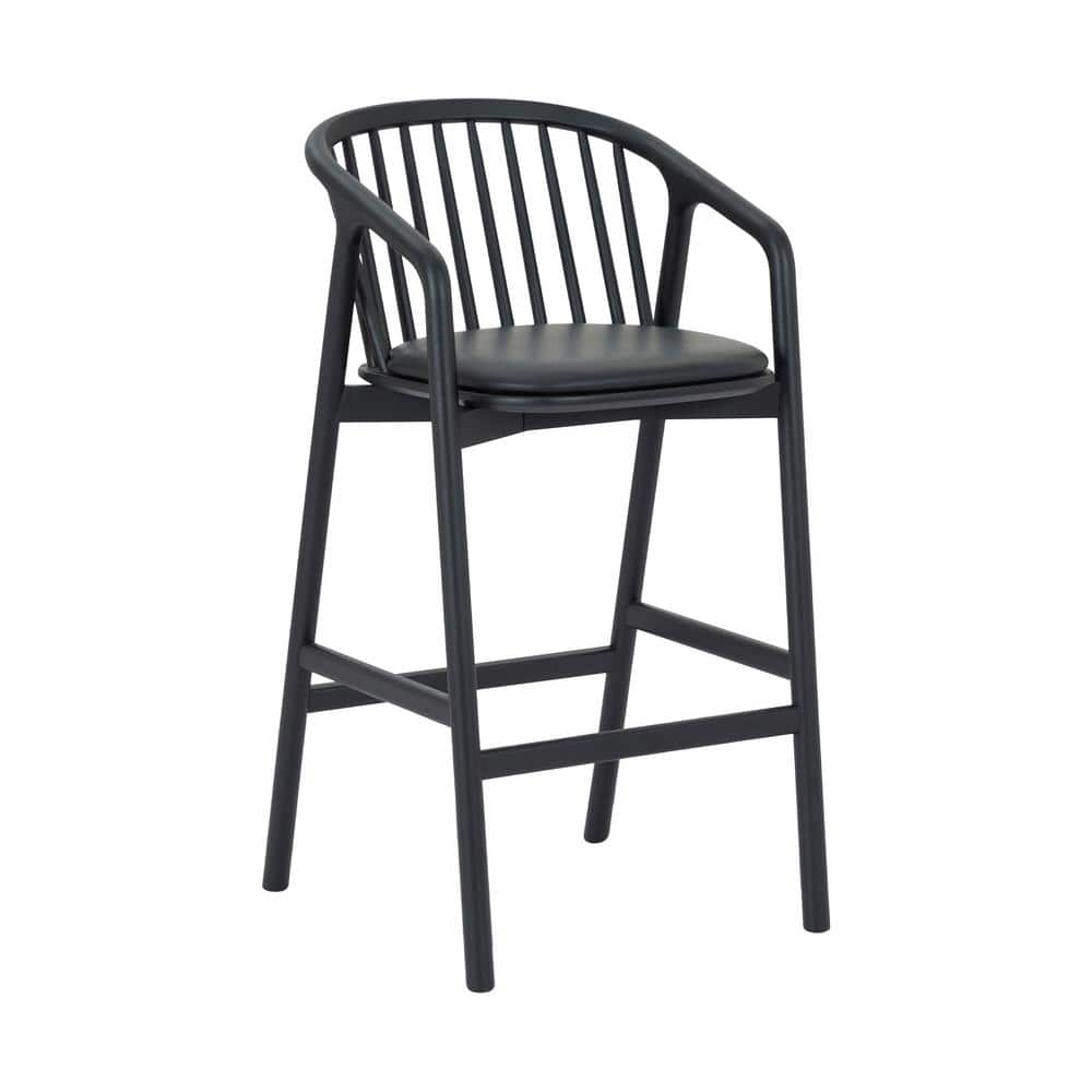 Markeith Black Oak and Faux Leather Counter Stool