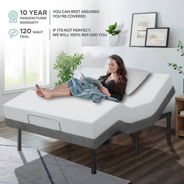 Renanim Adjustable Gray Bed Frame King USB, Dual Massage, Under-Bed Light,  App Control, Head and Foot Incline Platform Bed Smart King adjustable - The  Home Depot