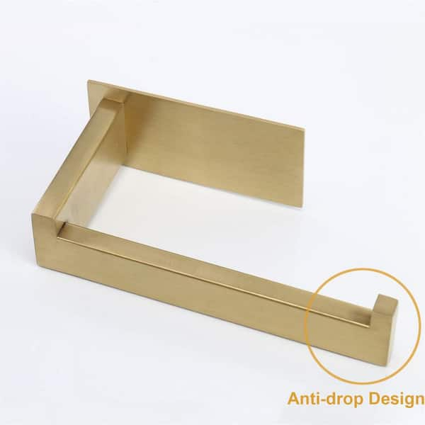 Dracelo Self Adhesive Stainless Steel Toilet Paper Holder in Brushed Gold