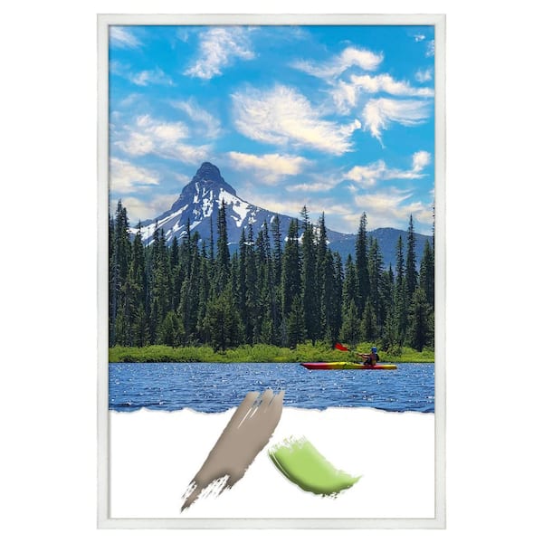 Amanti Art Breeze Distressed White Wood Picture Frame Opening Size 24x36 in.