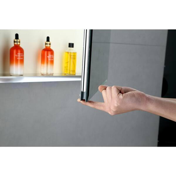 Cesicia 36 in. W x 26 in. H Rectangular Silver Aluminum Surface Mount 3 Doors Bathroom Medicine Cabinet with Mirror