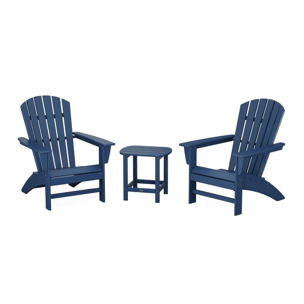 POLYWOOD Grant Park Traditional Navy 3-Piece Curveback Adirondack HDPE ...