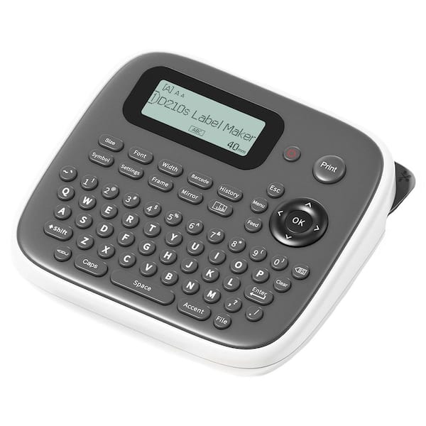 Portable Label Maker Machine Laminated Waterproof Labels with 12mm White Tape Built-in Cutter Home Office School