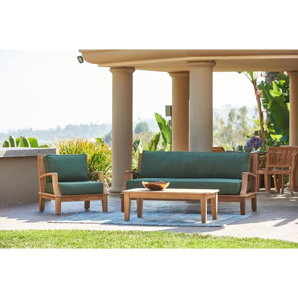 Unbranded Eliane 4-Piece Teak Patio Deep Seating Set with Sunbrella Fern Green Cushions