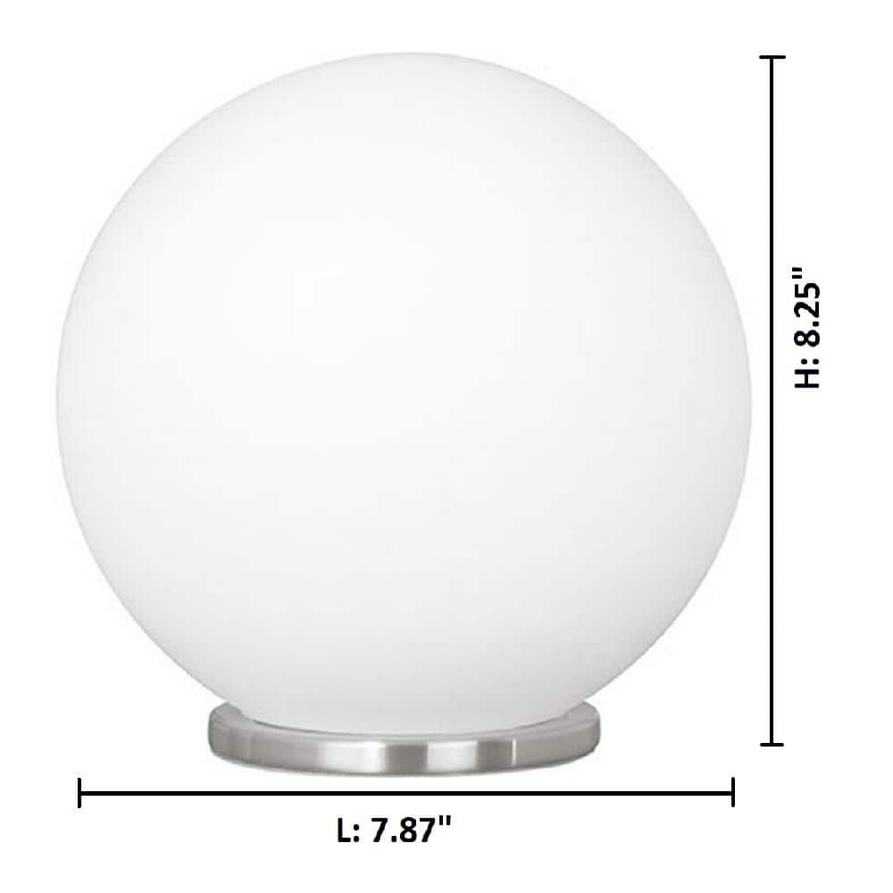 Eglo Rondo 8-Inch Silver Globe Table Lamp with Frosted Opal Shade