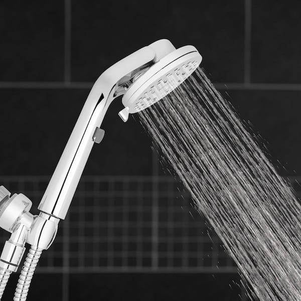 5-Spray Patterns 4.25 in. Single Wall Mount Adjustable Shower Care Handheld Shower Head 1.8 GPM in Chrome