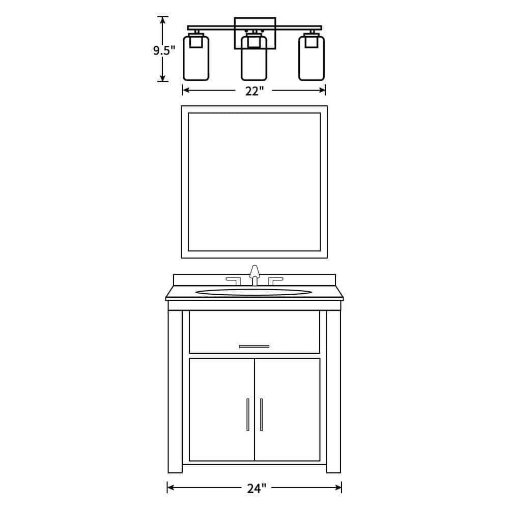 Brushed Nickel 3-Light Cylinder Glass Outdoor Vanity Fixture