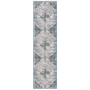Journey Ivory/Pink 2 ft. x 9 ft. Machine Washable Floral Distressed Runner Rug