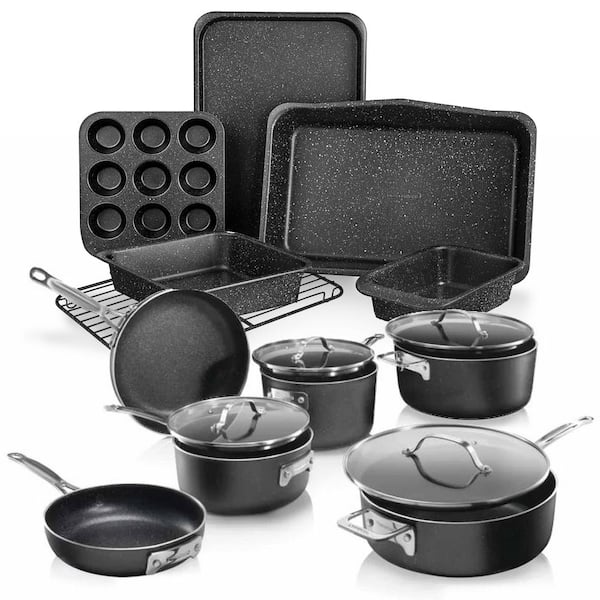 StackMaster 16-Piece Aluminum Diamond Infused Nonstick Bakeware and Cookware Set