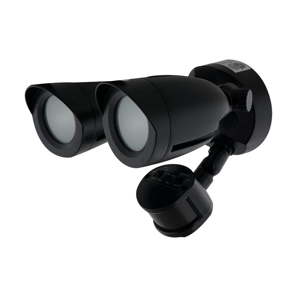 Black Dual Head LED Motion Sensor Security Flood Light