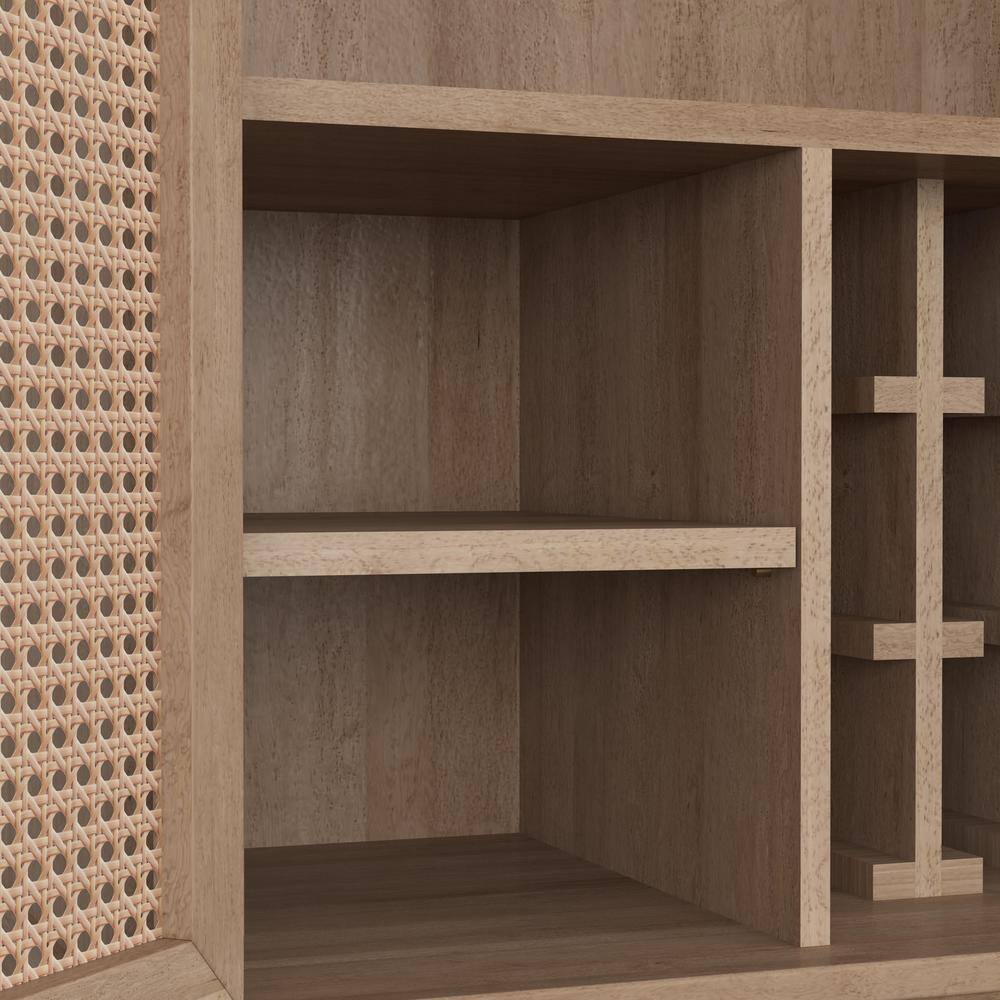 Brentwood Light Oak and Cane Bar Cabinet
