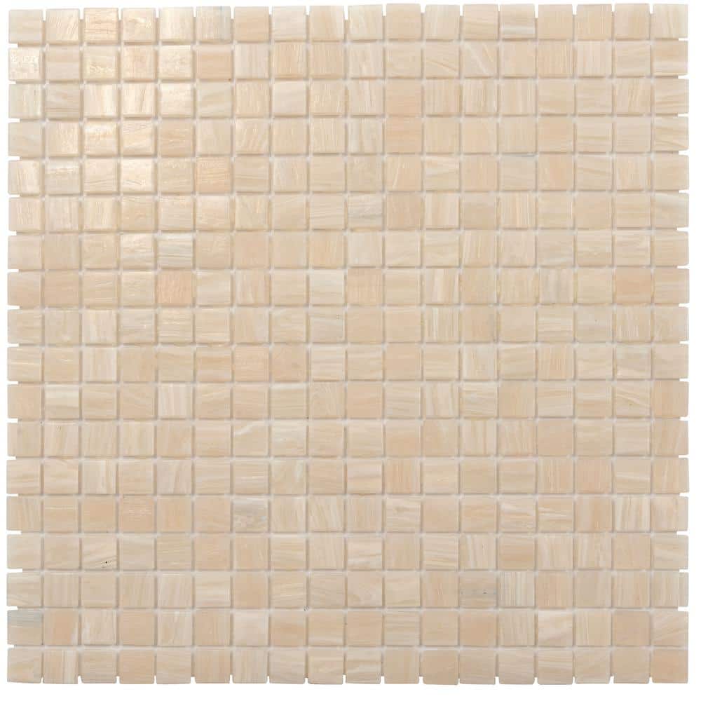 Beige Iridescent Glass Mosaic Tile for Walls and Floors