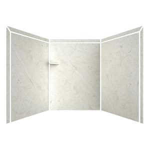 Adaptable 60 in. x 60 in. x 80 in. 9-Piece Easy Up Adhesive Alcove Shower Surround in Botticino Cream
