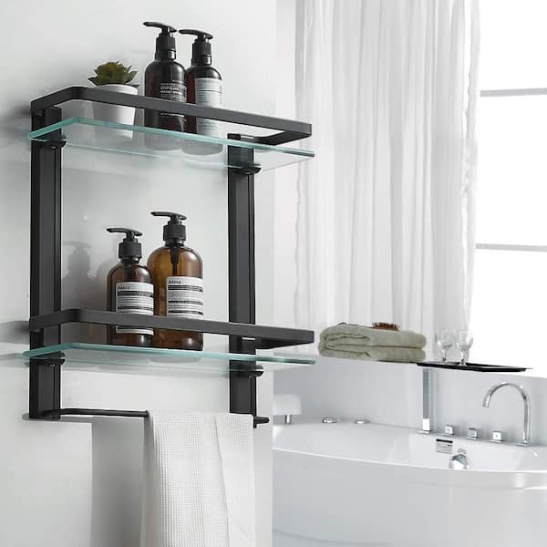 2-Pack Glass Corner Shower Shelves, Shower Wall Shelves for inside Shower,  Drill
