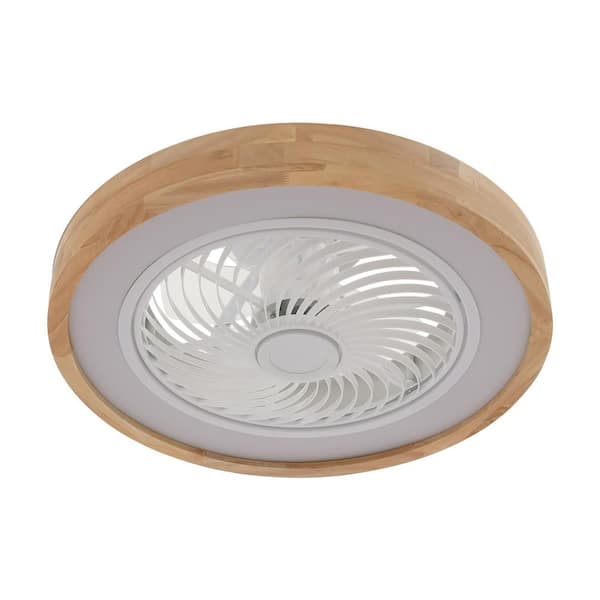 OUKANING 20 in. Indoor Wood Color and White Modern Round Enclosed
