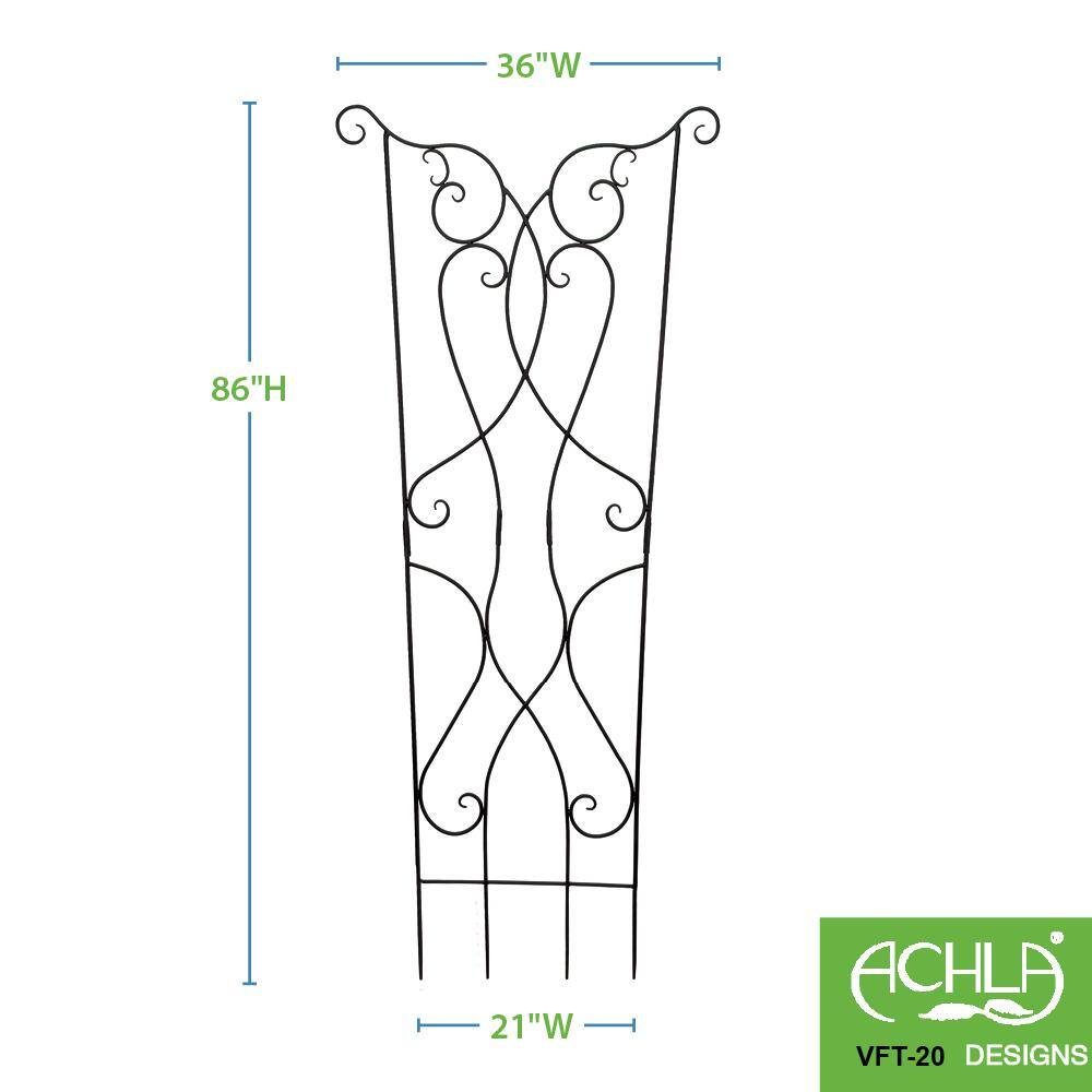 Rococo Black Wrought Iron Fan Garden Trellis