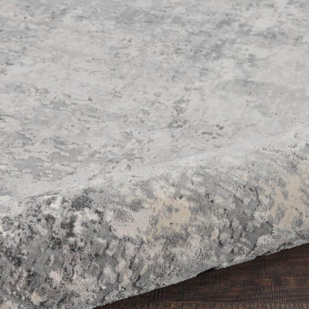 Abstract Elegance 7'10" x 10'6" Grey and Ivory Modern Area Rug