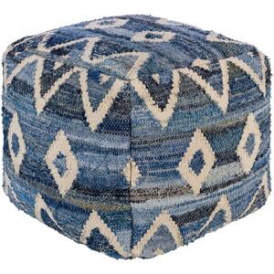Mikel Blue Global Cotton 17 in. L x 17 in. W x 17 in. H Pouf