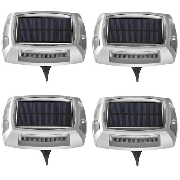 Hampton Bay Metallic Integrated LED Outdoor Solar Deck and Stair Light (4-Pack)