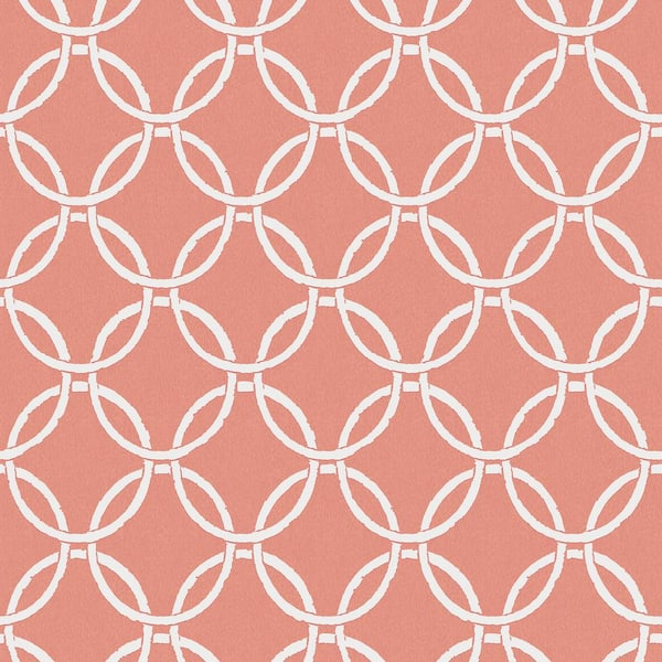 Chesapeake Quelala Pink Coral Ring Ogee Wallpaper Sample