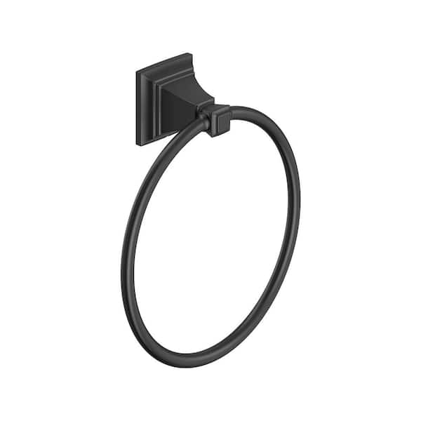 American Standard TS Series Wall Mounted Closed Round Towel Ring in Matte Black