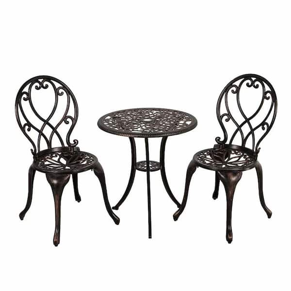 Freestyle Brown 3-Piece Cast Aluminum Round Outdoor Bistro Set